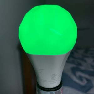 My nightstand lamp's nanoleaf essentials bulb, green with full brightness..