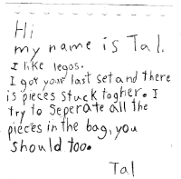 Tal's letter:can you separate piece