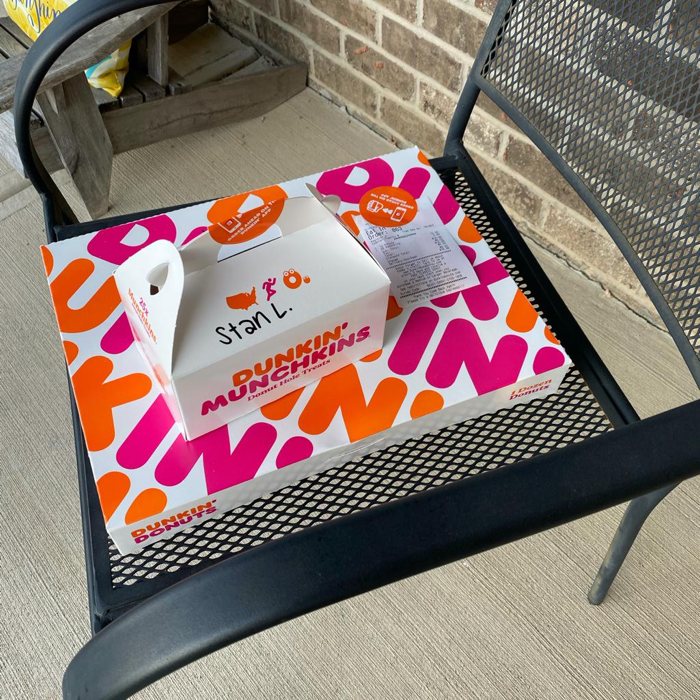 Dunkin Donuts delivered to the house via Door Dash
